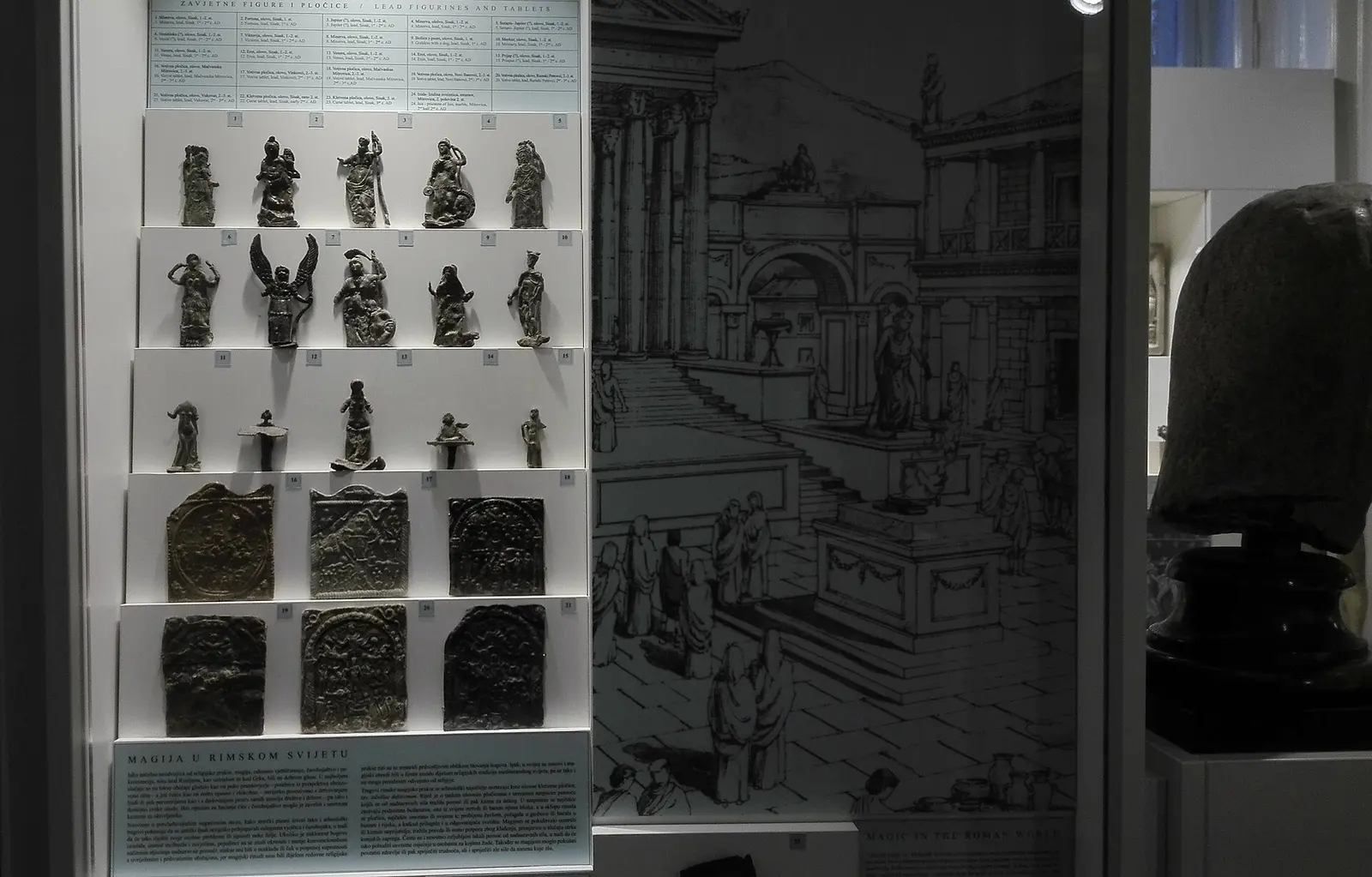 Classical figurines and reliefs displayed in Zagreb Archaeological Museum