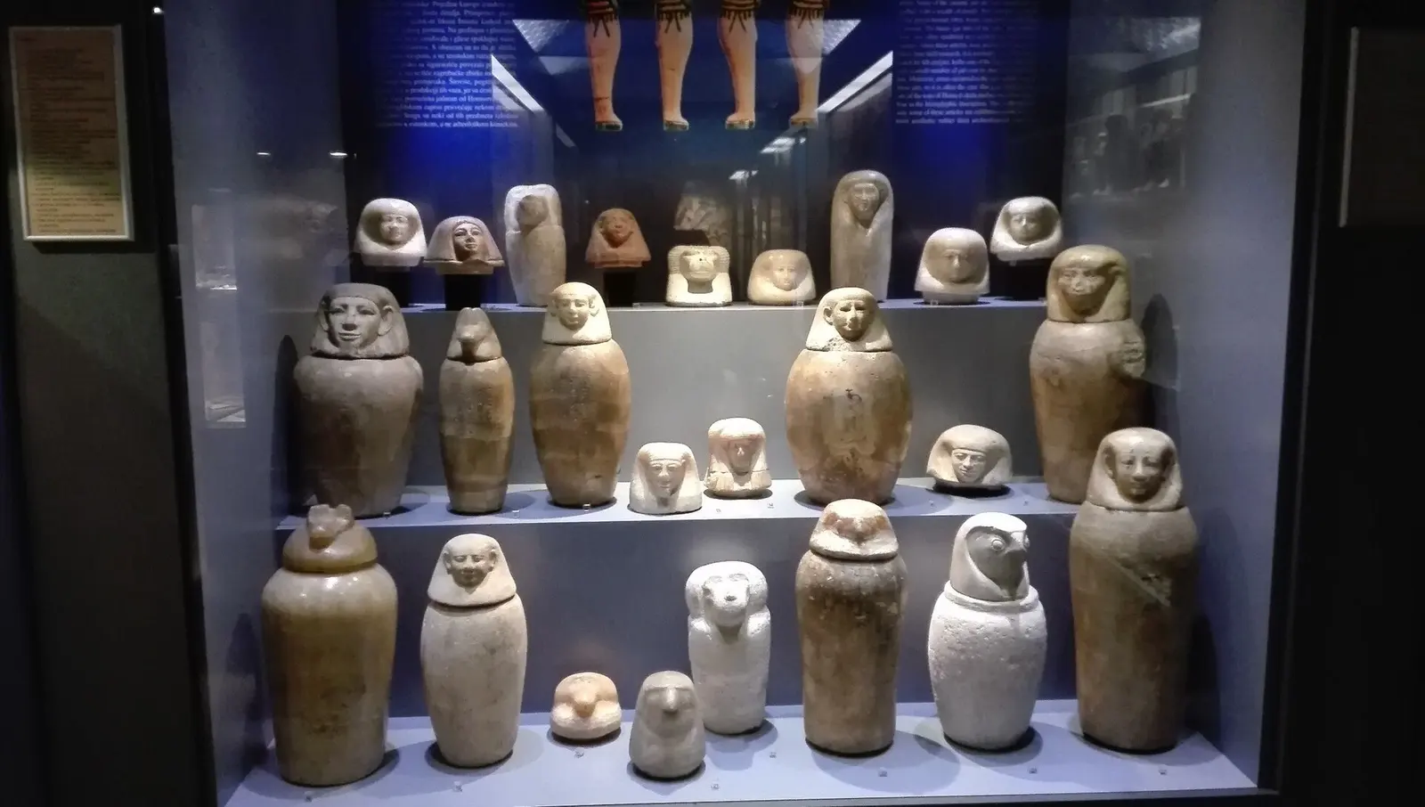 Egyptian funerary objects in a 2017 Archaeological Museum Zagreb display