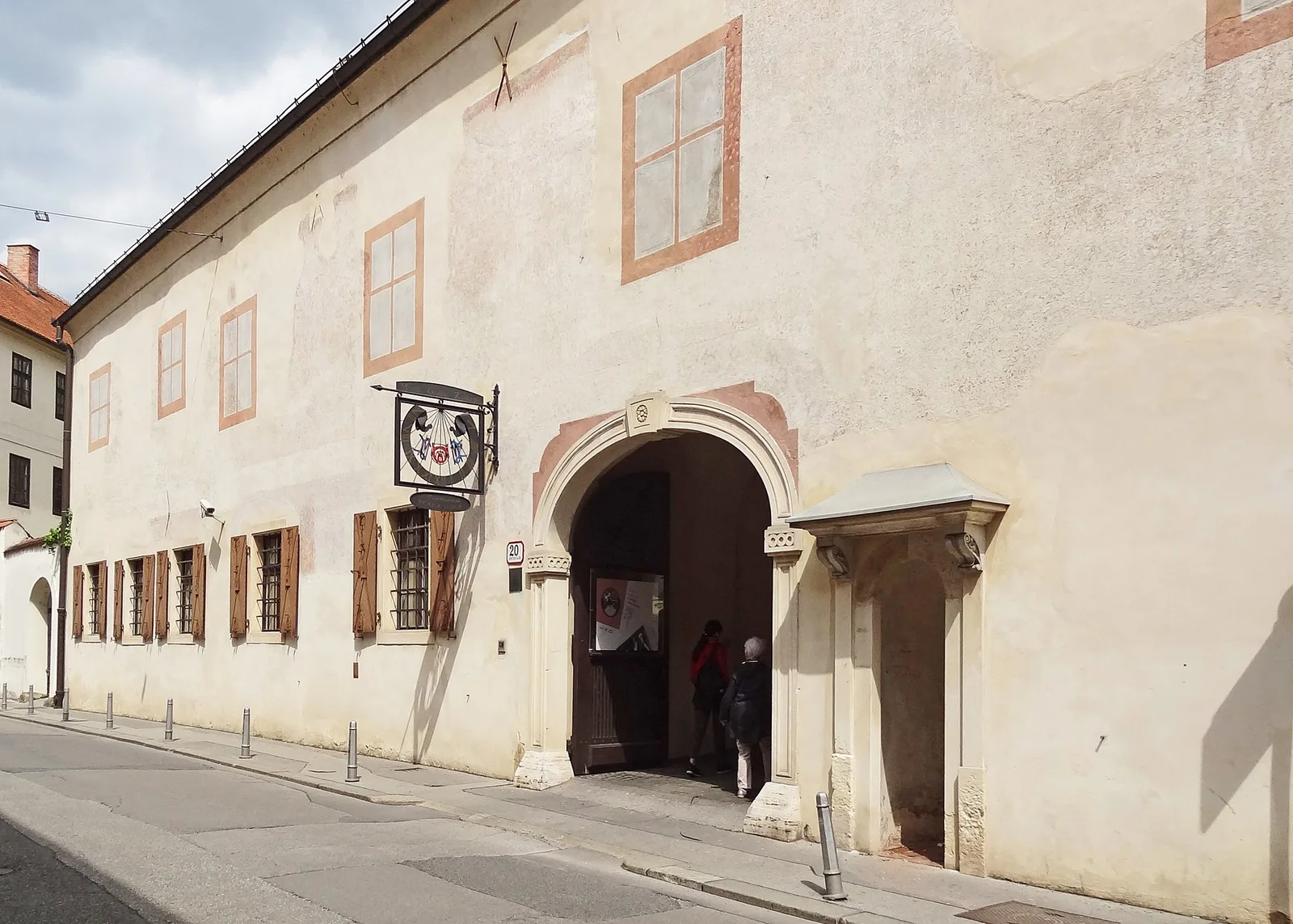 Historic Opaticka Street entrance facade of Zagreb City Museum