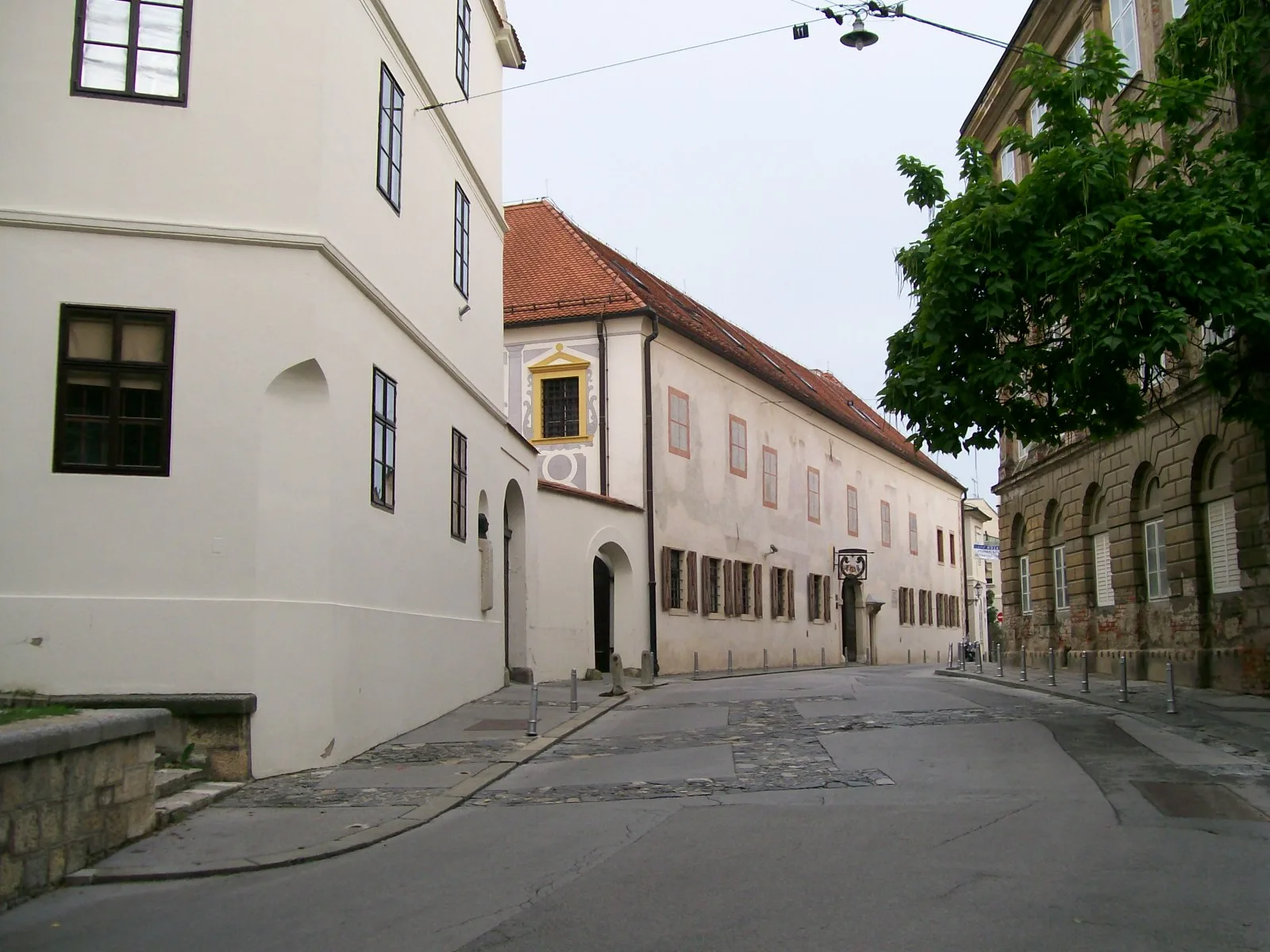 Zagreb City Museum complex lining quiet Opaticka Street in Upper Town