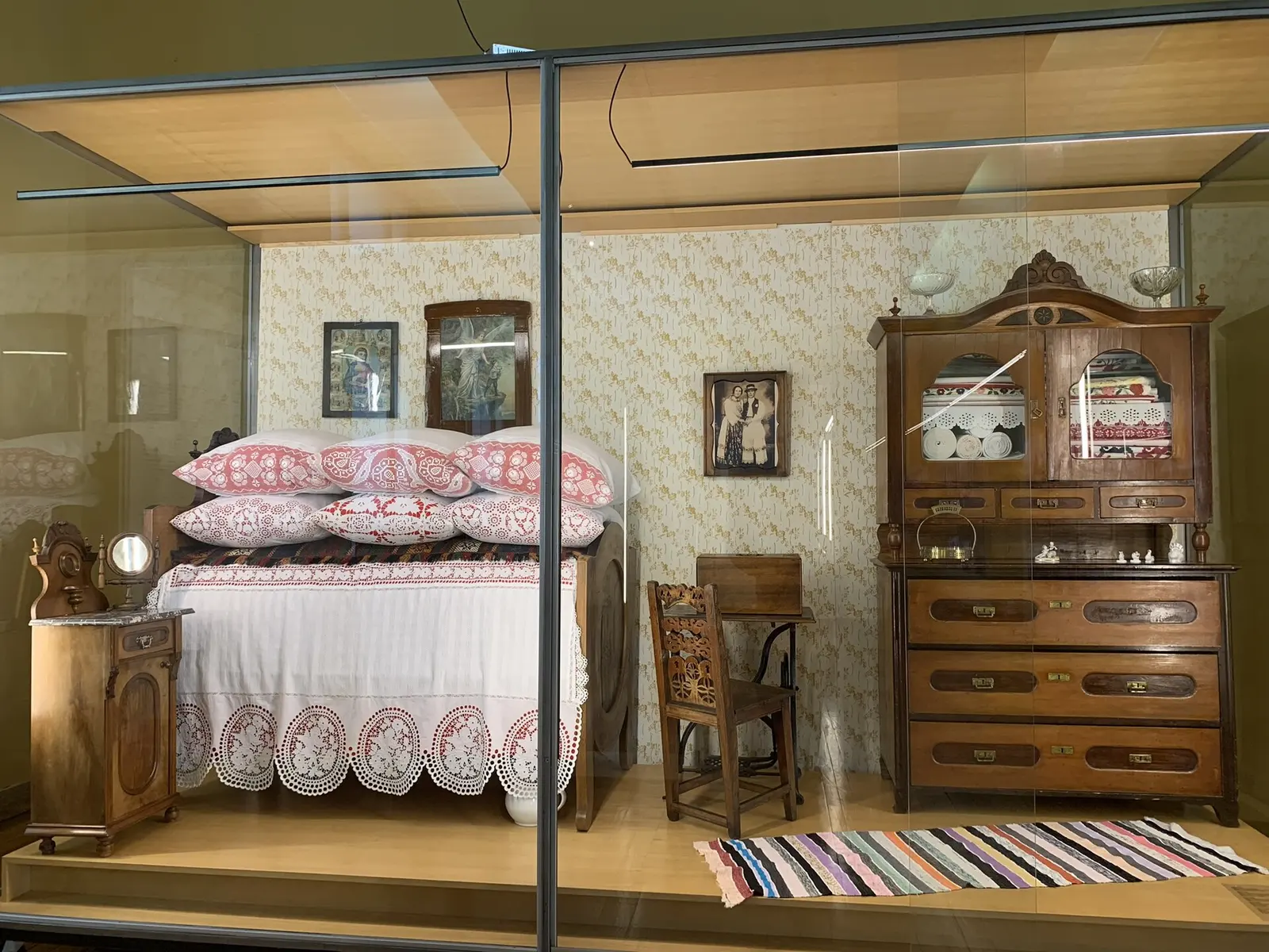 Reconstructed bedroom interior in Zagreb Ethnographic Museum display