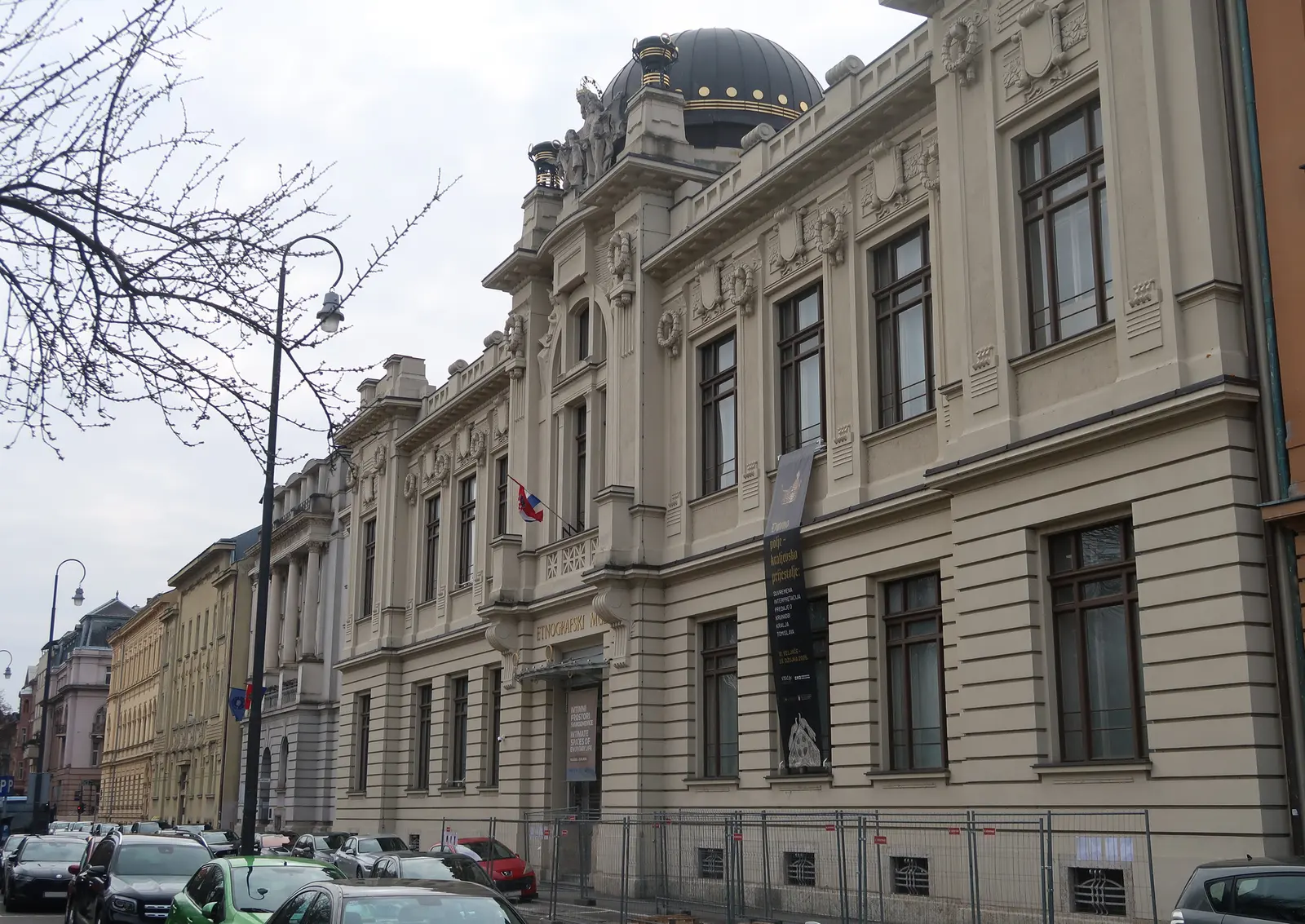 Secession facade of Zagreb Ethnographic Museum in February 2025