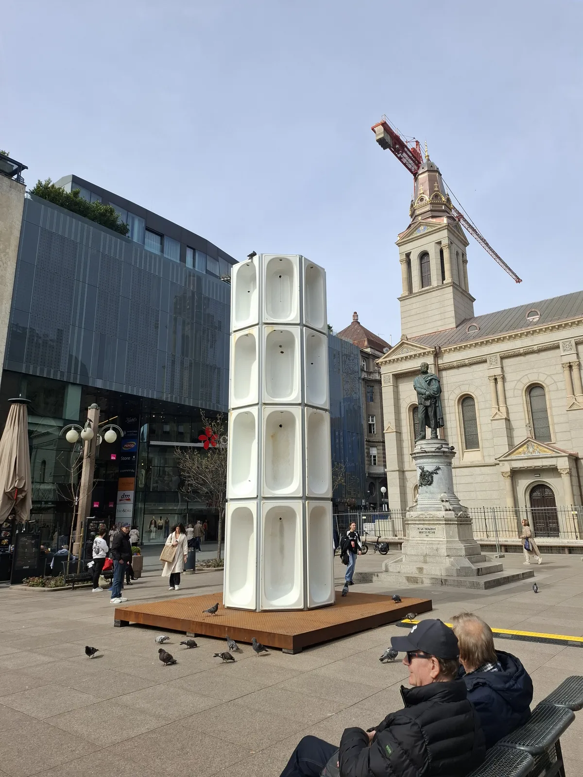 Aj Vana Be light installation beside St Catherine's Church during the 2025 Zagreb festival