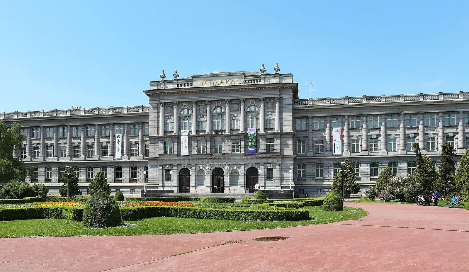 Mimara Museum facade and formal forecourt in Zagreb in 2019