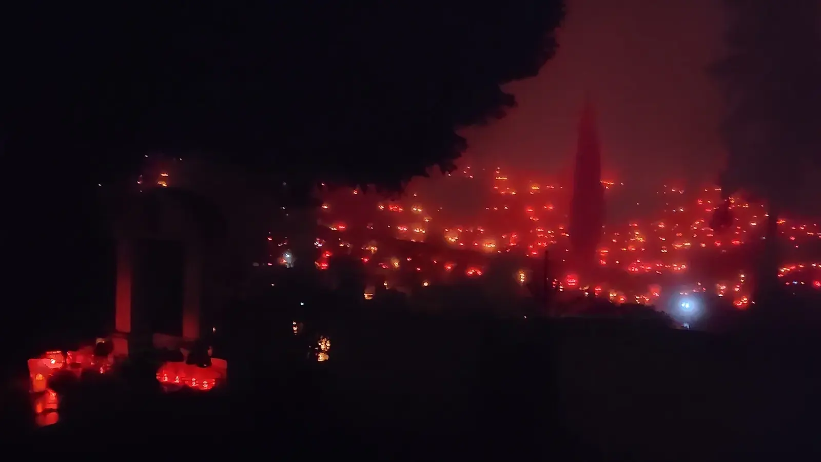 Mirogoj Cemetery glowing with memorial candles on All Saints Day 2024