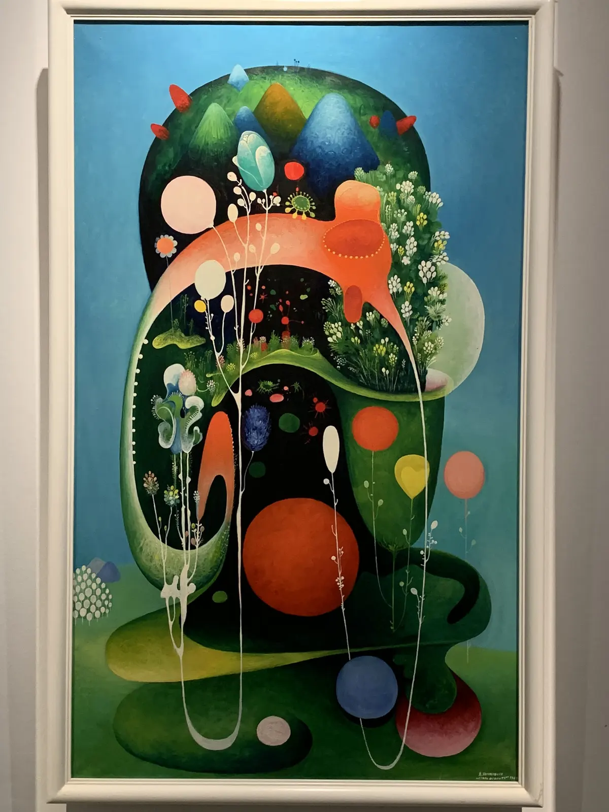 Colourful self-taught abstract painting in Zagreb Naive Art museum