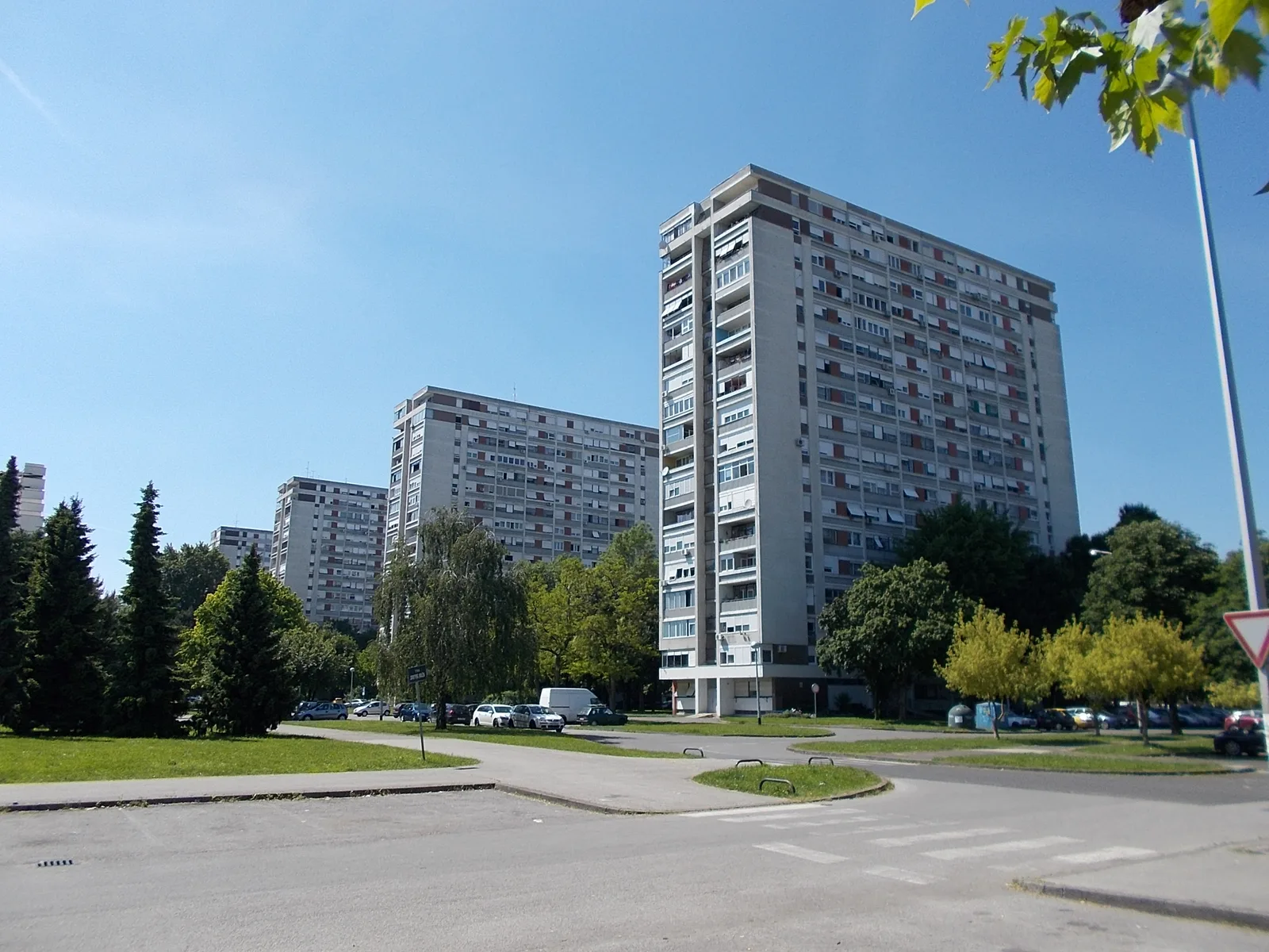 Residential towers and green space in Siget, Novi Zagreb