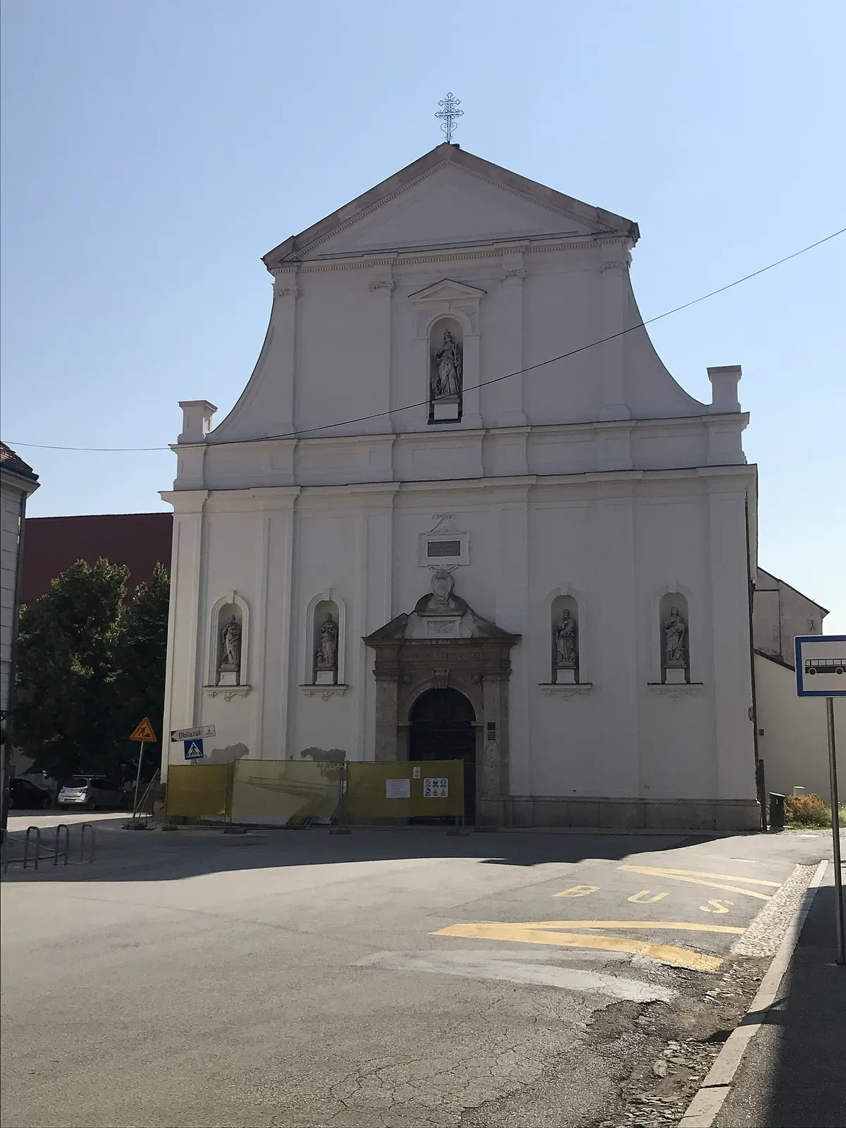 Front facade of St Catherine Church in Zagreb during 2025 restoration