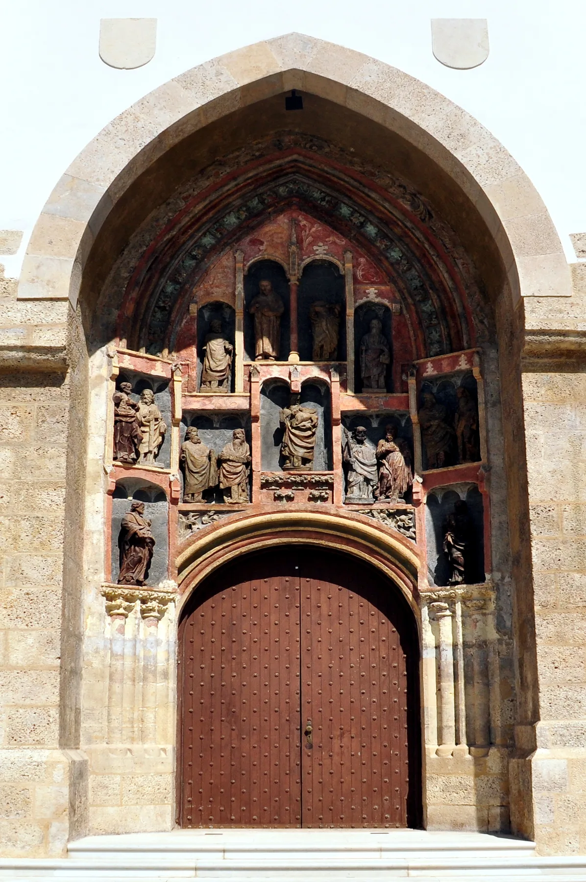 Gothic sculpted south portal of St Mark's Church in Zagreb