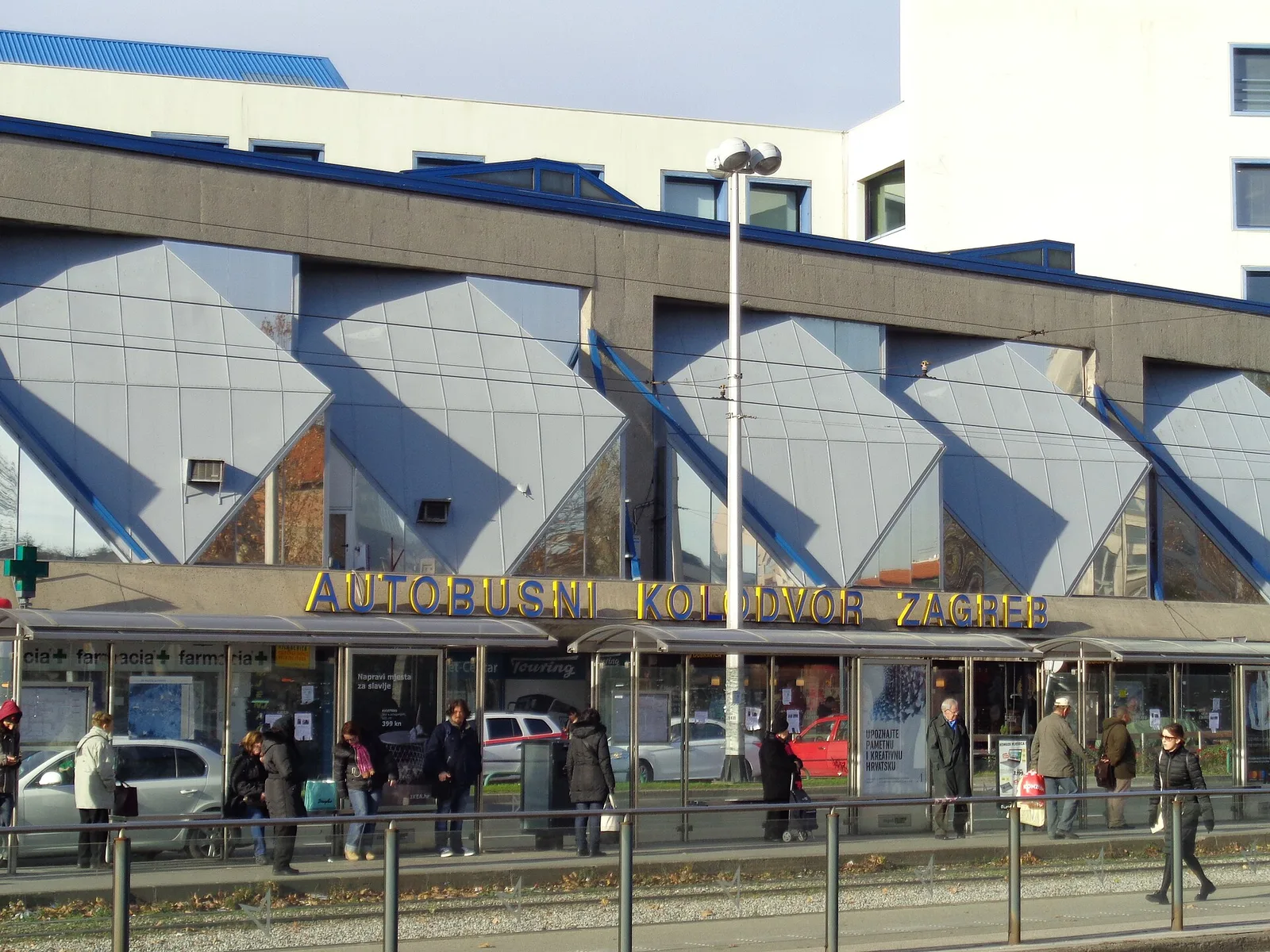 Main entrance and platform building of Zagreb Bus Station