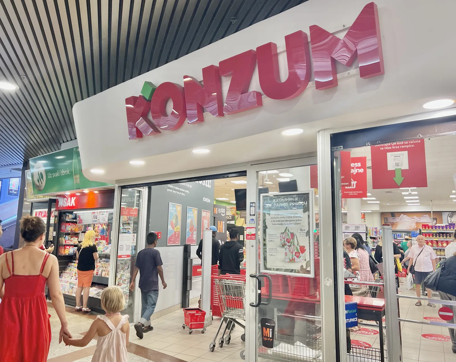 Entrance to a Konzum supermarket in Zagreb's Importanne Centar