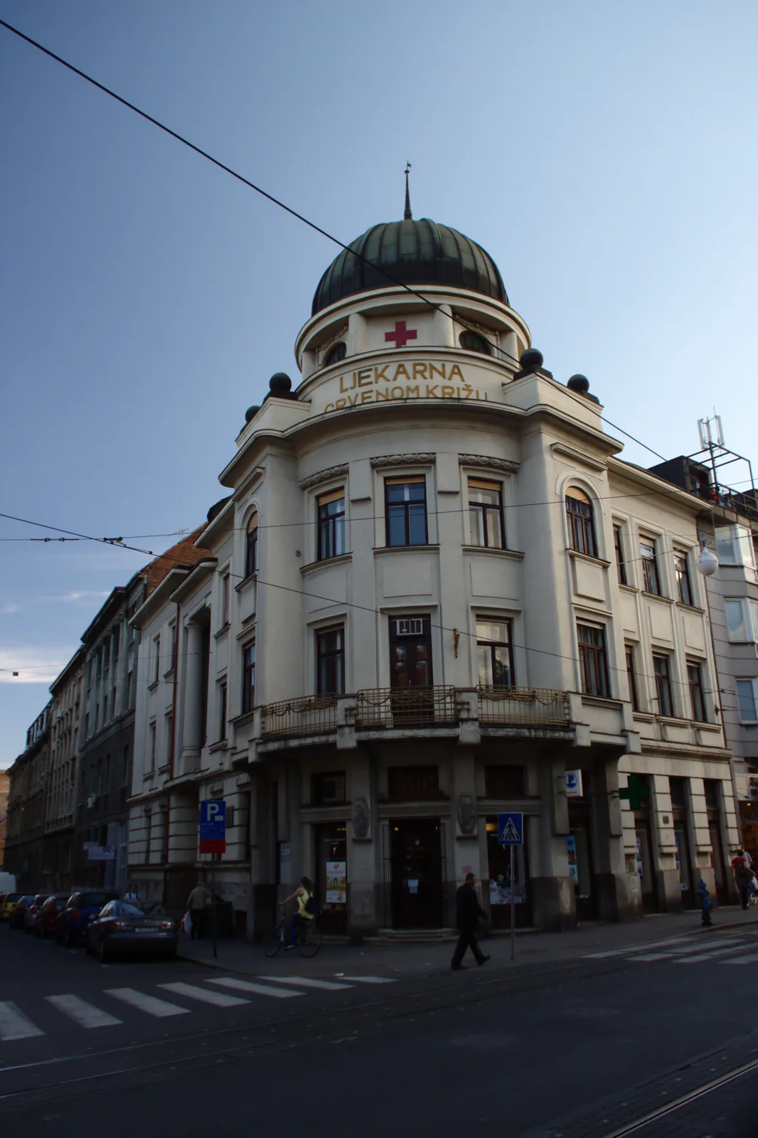 Historic Red Cross Pharmacy building on Ilica street in Zagreb